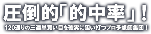 圧倒的的中率！120通りの三連単買い目を確実に狙い撃つプロ予想師集団！