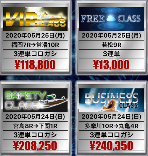 競艇投資ハイクラス(HIGH CLASS)_的中情報